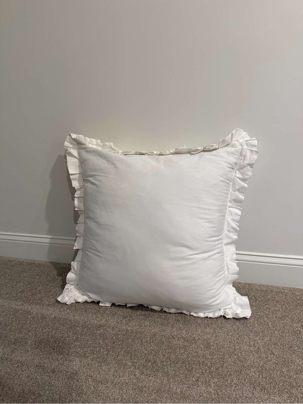 Classic White Ruffle Decorative Pillow - Soft Accent Cushion